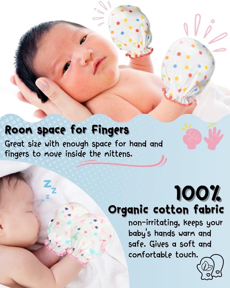RATIVE Newborn Baby Cotton Gloves Sleep Sleeping No Scratch Mitten Mittens Mitts Set for 0-3 0-6 Months Boy Boys Girl Girls (9 Pairs/white) - Image 4
